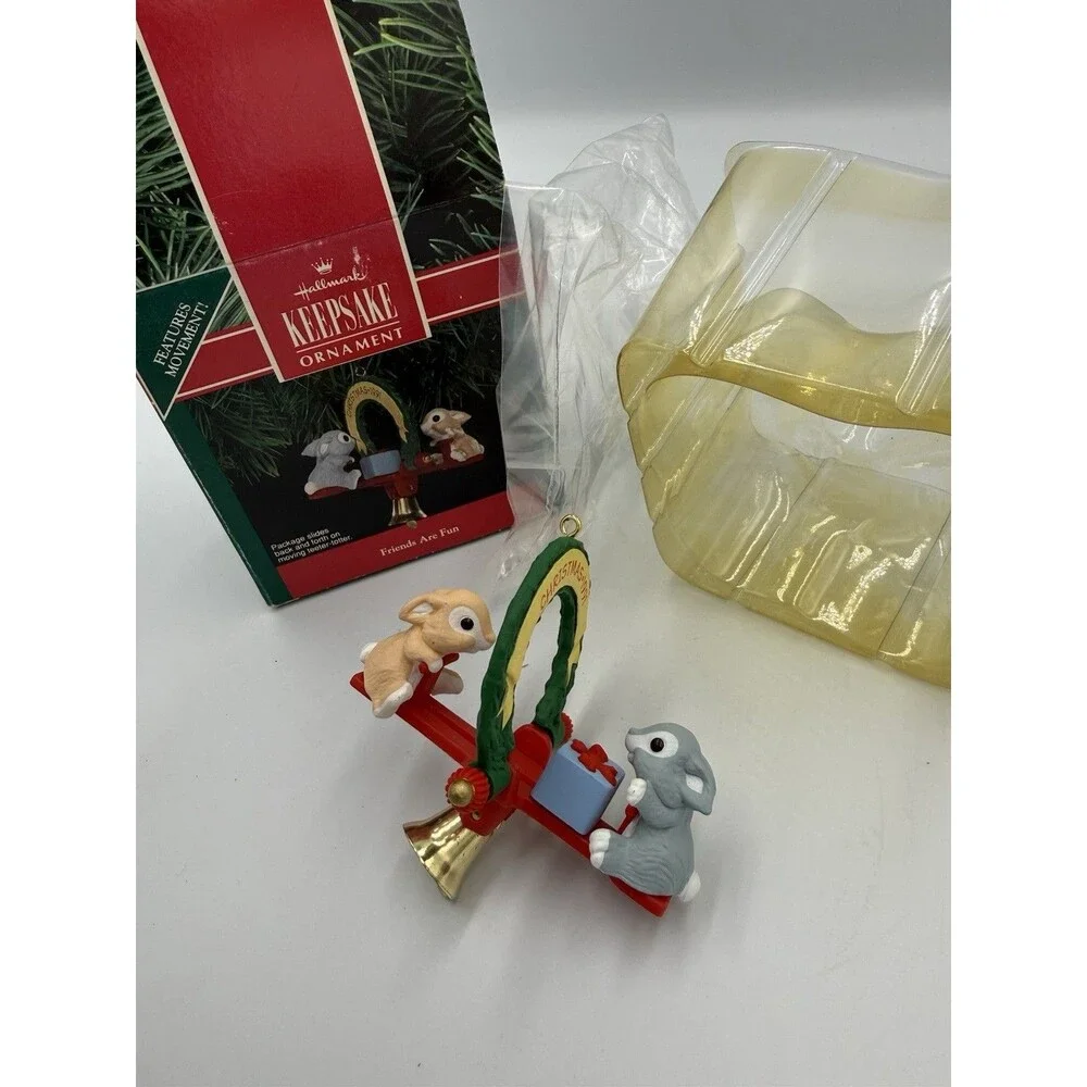 1991 Hallmark Keepsake Christmas Ornament Friends are Fun Teeter Totter EUC